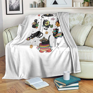 Funny Black Cat Lover Cinco De Mayo Throw Blanket Mexican Fiesta Gift TS12 Print Your Wear