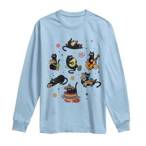 Funny Black Cat Lover Cinco De Mayo Long Sleeve Shirt Mexican Fiesta Gift TS12 Light Blue Print Your Wear