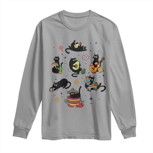 Funny Black Cat Lover Cinco De Mayo Long Sleeve Shirt Mexican Fiesta Gift TS12 Sport Gray Print Your Wear