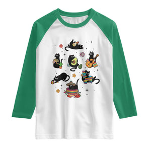 Funny Black Cat Lover Cinco De Mayo Raglan Shirt Mexican Fiesta Gift TS12 White Kelly Green Print Your Wear