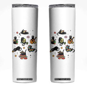 Funny Black Cat Lover Cinco De Mayo Skinny Tumbler Mexican Fiesta Gift TS12 White Print Your Wear