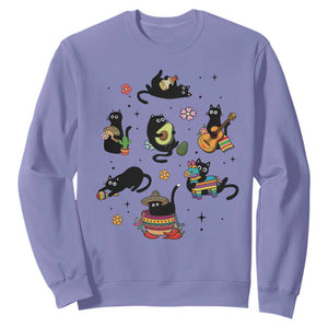 Funny Black Cat Lover Cinco De Mayo Sweatshirt Mexican Fiesta Gift TS12 Violet Print Your Wear
