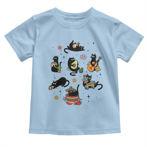 Funny Black Cat Lover Cinco De Mayo Toddler T Shirt Mexican Fiesta Gift TS12 Light Blue Print Your Wear