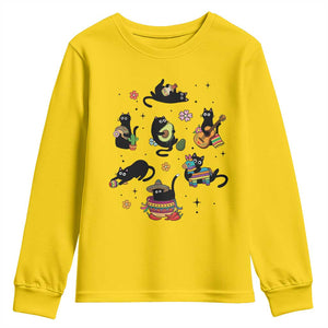 Funny Black Cat Lover Cinco De Mayo Youth Sweatshirt Mexican Fiesta Gift TS12 Daisy Print Your Wear