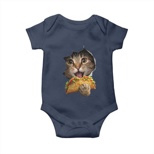 Funny Cat Eating Taco Baby Onesie Mexican Food Lover Gift TS12 Navy Print Your Wear