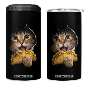 Funny Cat Eating Taco 4 in 1 Can Cooler Tumbler Mexican Food Lover Gift TS12 One Size: 16 oz Black Print Your Wear
