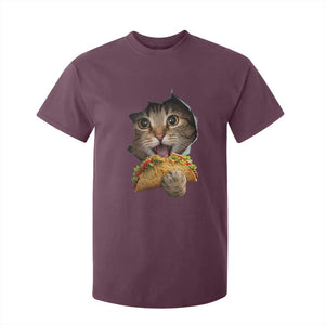 Funny Cat Eating Taco T Shirt For Kid Mexican Food Lover Gift TS12 Maroon Print Your Wear