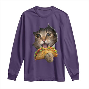 Funny Cat Eating Taco Long Sleeve Shirt Mexican Food Lover Gift TS12 Purple Print Your Wear