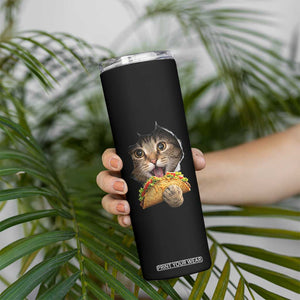 Funny Cat Eating Taco Skinny Tumbler Mexican Food Lover Gift TS12 Print Your Wear
