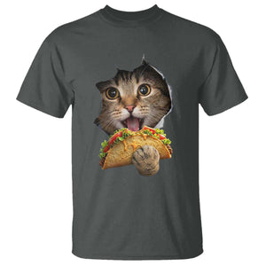 Funny Cat Eating Taco T Shirt Mexican Food Lover Gift TS12 Dark Heather Print Your Wear