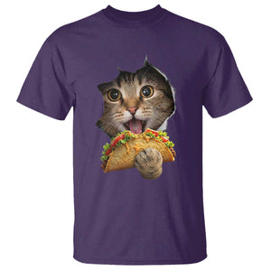 Funny Cat Eating Taco T Shirt Mexican Food Lover Gift TS12 Purple Print Your Wear