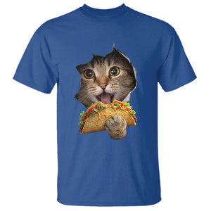 Funny Cat Eating Taco T Shirt Mexican Food Lover Gift TS12 Royal Blue Print Your Wear