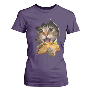 Funny Cat Eating Taco T Shirt For Women Mexican Food Lover Gift TS12 Purple Print Your Wear