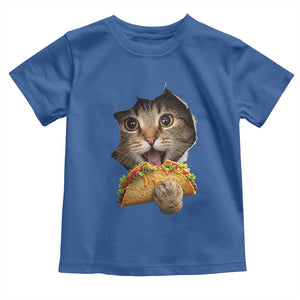 Funny Cat Eating Taco Toddler T Shirt Mexican Food Lover Gift TS12 Royal Blue Print Your Wear
