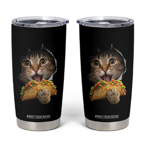 Funny Cat Eating Taco Tumbler Cup Mexican Food Lover Gift TS12 Black Print Your Wear