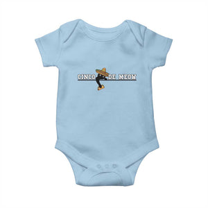 Funny Cinco De Meow Baby Onesie Cute Black Cat Eating Taco TS12 Light Blue Print Your Wear