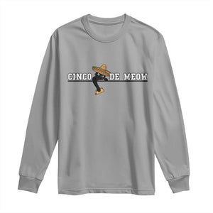 Funny Cinco De Meow Long Sleeve Shirt Cute Black Cat Eating Taco TS12 Sport Gray Print Your Wear