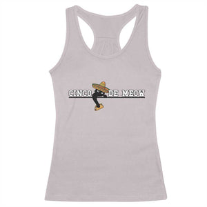 Funny Cinco De Meow Racerback Tank Top Cute Black Cat Eating Taco TS12 Ice Gray Print Your Wear