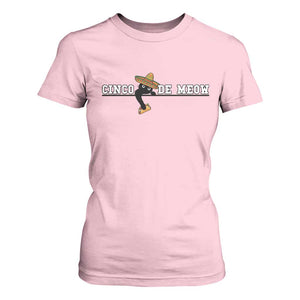 Funny Cinco De Meow T Shirt For Women Cute Black Cat Eating Taco TS12 Light Pink Print Your Wear