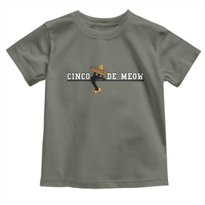 Funny Cinco De Meow Toddler T Shirt Cute Black Cat Eating Taco TS12 Military Green Print Your Wear