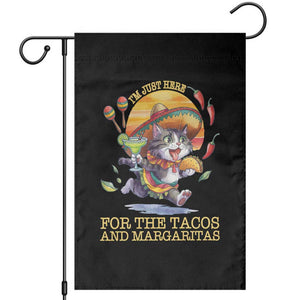Funny Cinco De Mayo Cat Garden Flag Just Here For The Tacos And Margaritas TS12 Black Print Your Wear