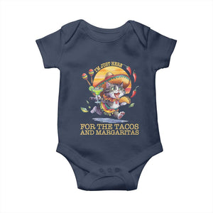 Funny Cinco De Mayo Cat Baby Onesie Just Here For The Tacos And Margaritas TS12 Navy Print Your Wear