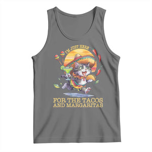 Funny Cinco De Mayo Cat Tank Top Just Here For The Tacos And Margaritas TS12 Black Heather Print Your Wear