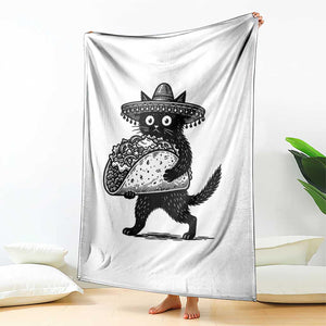 Funny Cinco De Mayo Black Cat With Taco Throw Blanket Mexican Food Gift TS12 Print Your Wear