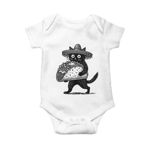 Funny Cinco De Mayo Black Cat With Taco Baby Onesie Mexican Food Gift TS12 White Print Your Wear