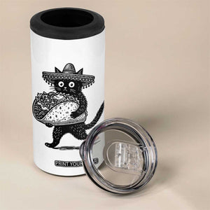 Funny Cinco De Mayo Black Cat With Taco 4 in 1 Can Cooler Tumbler Mexican Food Gift TS12 Print Your Wear