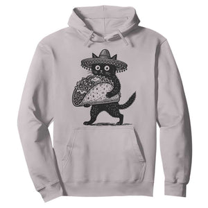 Funny Cinco De Mayo Black Cat With Taco Hoodie Mexican Food Gift TS12 Ice Gray Print Your Wear