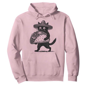 Funny Cinco De Mayo Black Cat With Taco Hoodie Mexican Food Gift TS12 Light Pink Print Your Wear