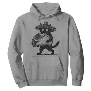 Funny Cinco De Mayo Black Cat With Taco Hoodie Mexican Food Gift TS12 Sport Gray Print Your Wear