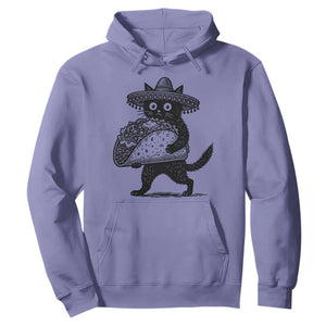 Funny Cinco De Mayo Black Cat With Taco Hoodie Mexican Food Gift TS12 Violet Print Your Wear