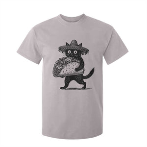 Funny Cinco De Mayo Black Cat With Taco T Shirt For Kid Mexican Food Gift TS12 Ice Gray Print Your Wear