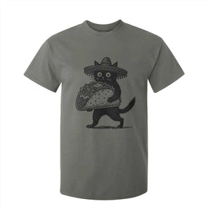 Funny Cinco De Mayo Black Cat With Taco T Shirt For Kid Mexican Food Gift TS12 Military Green Print Your Wear