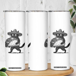 Funny Cinco De Mayo Black Cat With Taco Skinny Tumbler Mexican Food Gift TS12 Print Your Wear