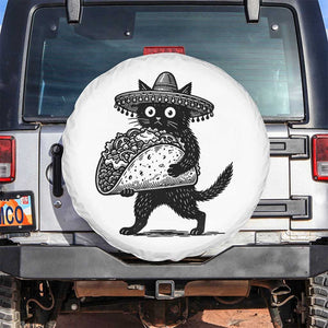 Funny Cinco De Mayo Black Cat With Taco Spare Tire Cover Mexican Food Gift TS12 No hole White Print Your Wear