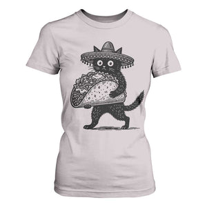 Funny Cinco De Mayo Black Cat With Taco T Shirt For Women Mexican Food Gift TS12 Ice Gray Print Your Wear
