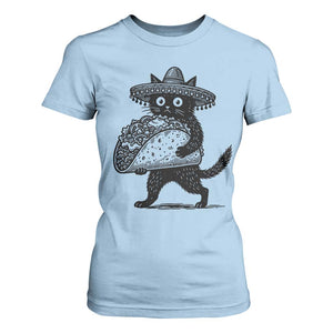Funny Cinco De Mayo Black Cat With Taco T Shirt For Women Mexican Food Gift TS12 Light Blue Print Your Wear