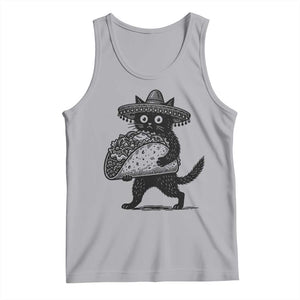 Funny Cinco De Mayo Black Cat With Taco Tank Top Mexican Food Gift TS12 Athletic Heather Print Your Wear