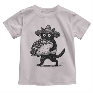 Funny Cinco De Mayo Black Cat With Taco Toddler T Shirt Mexican Food Gift TS12 Ice Gray Print Your Wear