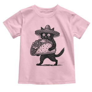 Funny Cinco De Mayo Black Cat With Taco Toddler T Shirt Mexican Food Gift TS12 Light Pink Print Your Wear