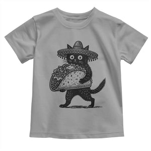 Funny Cinco De Mayo Black Cat With Taco Toddler T Shirt Mexican Food Gift TS12 Sport Gray Print Your Wear