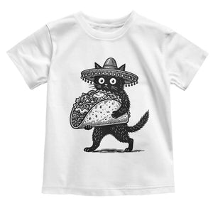 Funny Cinco De Mayo Black Cat With Taco Toddler T Shirt Mexican Food Gift TS12 White Print Your Wear