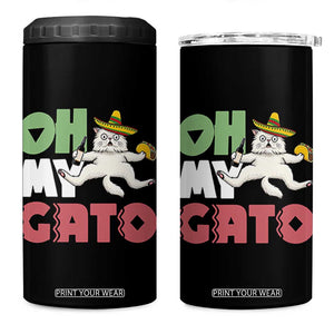 Funny Cinco De Mayo Drunk Cat 4 in 1 Can Cooler Tumbler Oh My Gato TS12 One Size: 16 oz Black Print Your Wear