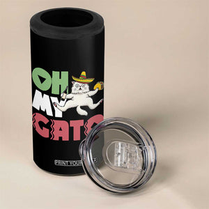 Funny Cinco De Mayo Drunk Cat 4 in 1 Can Cooler Tumbler Oh My Gato TS12 Print Your Wear