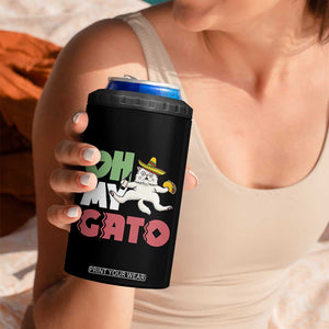 Funny Cinco De Mayo Drunk Cat 4 in 1 Can Cooler Tumbler Oh My Gato TS12 Print Your Wear