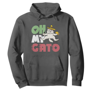 Funny Cinco De Mayo Drunk Cat Hoodie Oh My Gato TS12 Dark Heather Print Your Wear