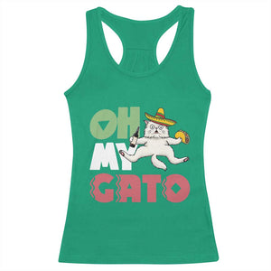 Funny Cinco De Mayo Drunk Cat Racerback Tank Top Oh My Gato TS12 Irish Green Print Your Wear